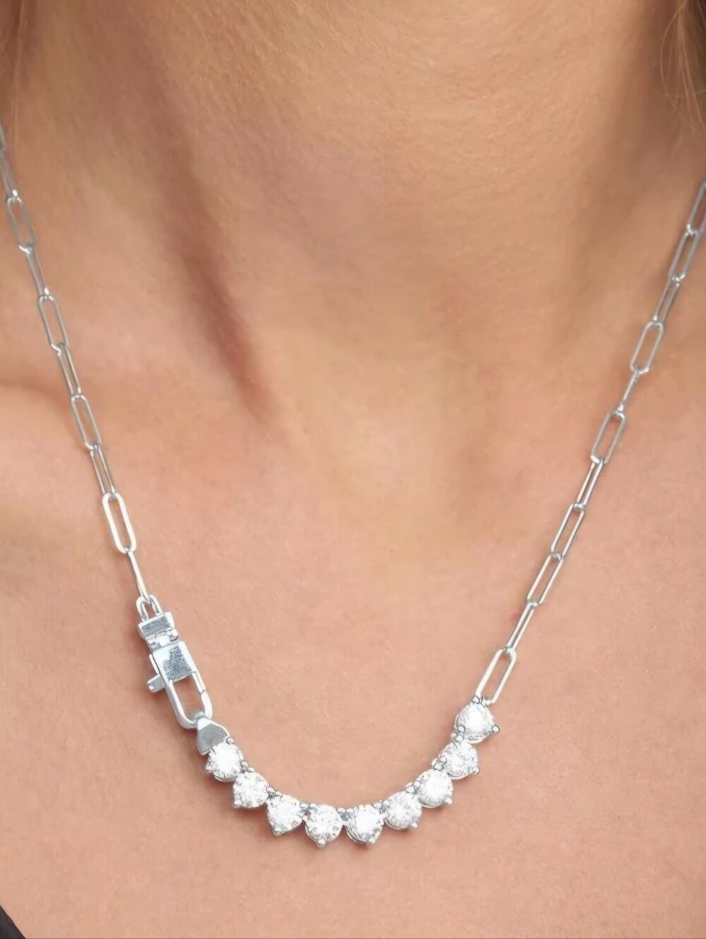NIB! Melinda Maria Not Your Basic Samantha Tennis Necklace. 18". Silver Plated
